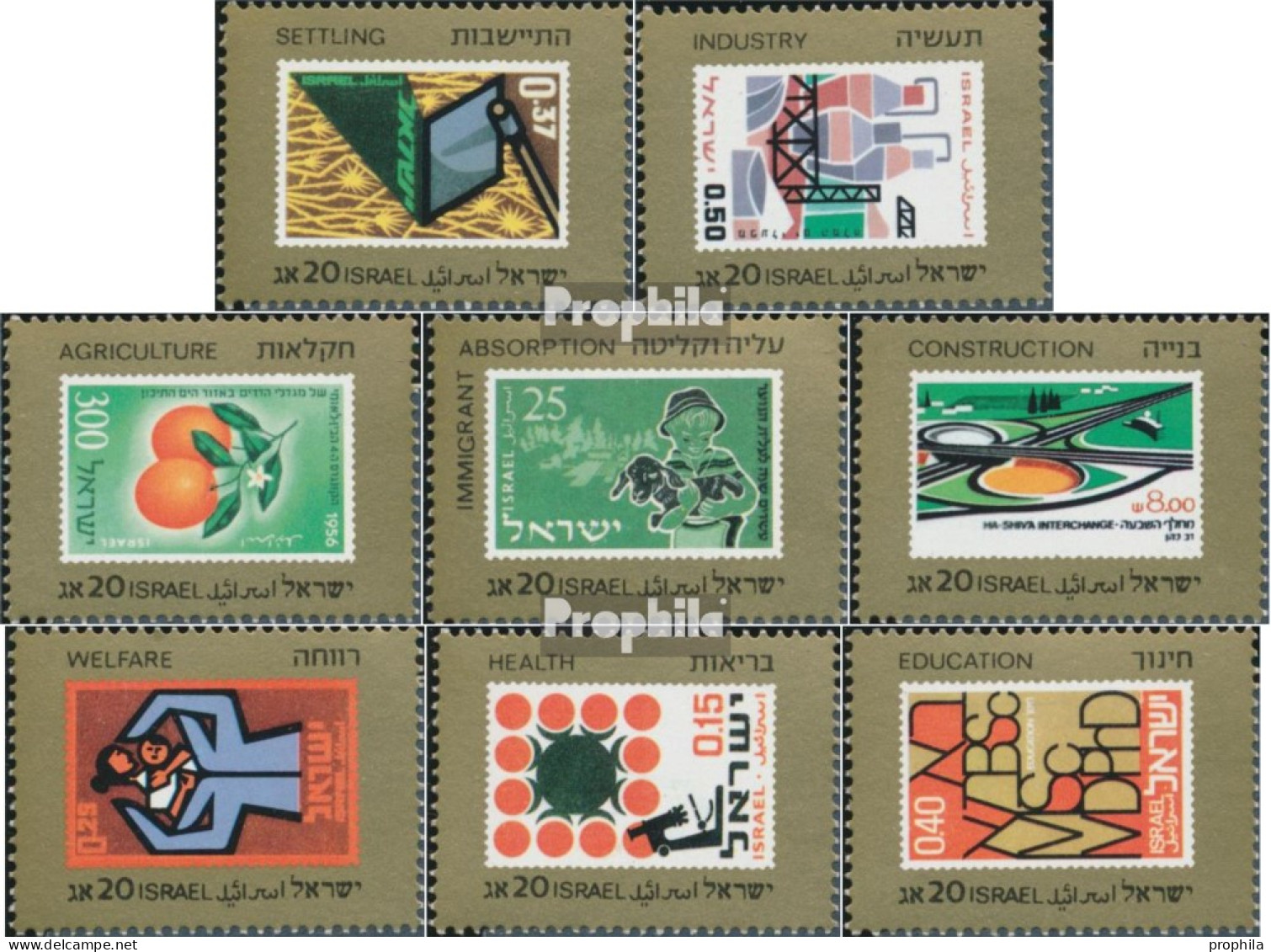 Israel 1091-1098 (kompl.Ausg.) Postfrisch 1988 40 Jahre Israel - Unused Stamps (without Tabs)