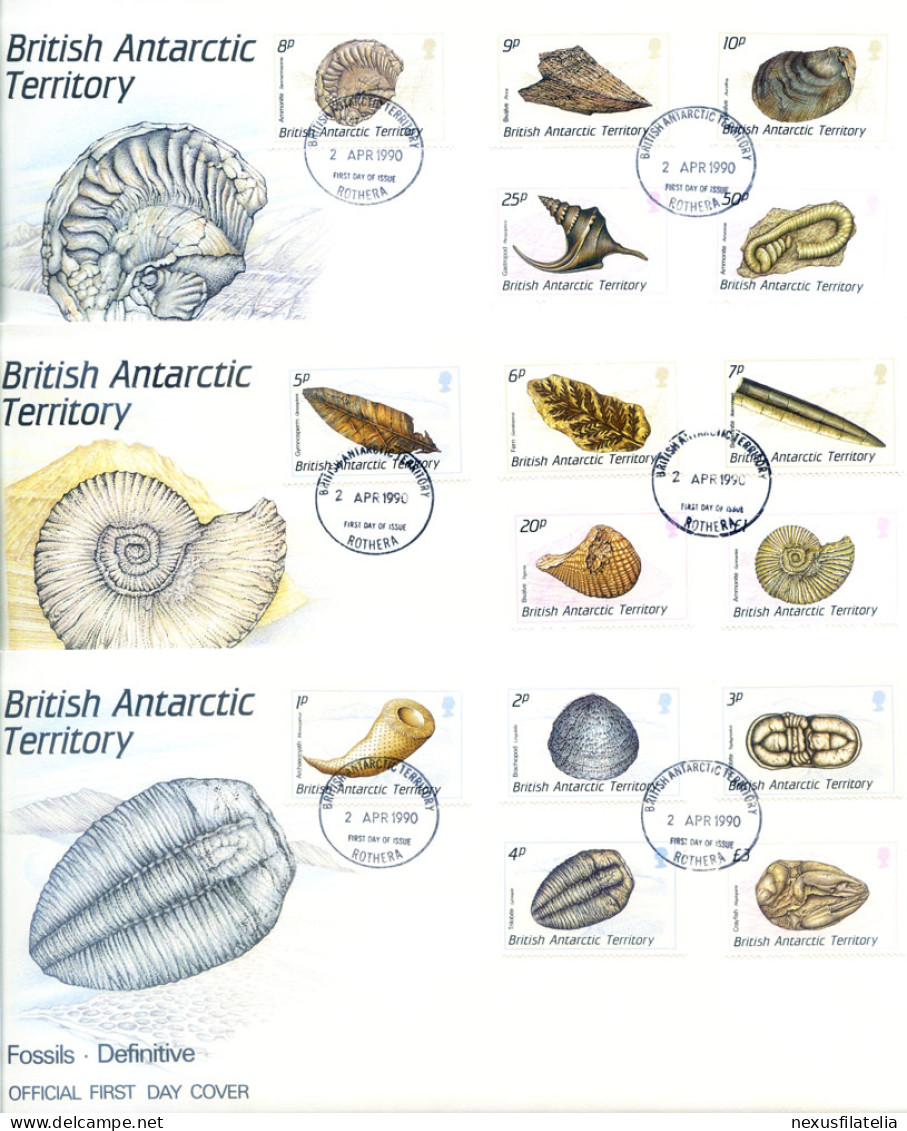 Definitiva. Fossili 1990. 3 FDC. - Andere & Zonder Classificatie