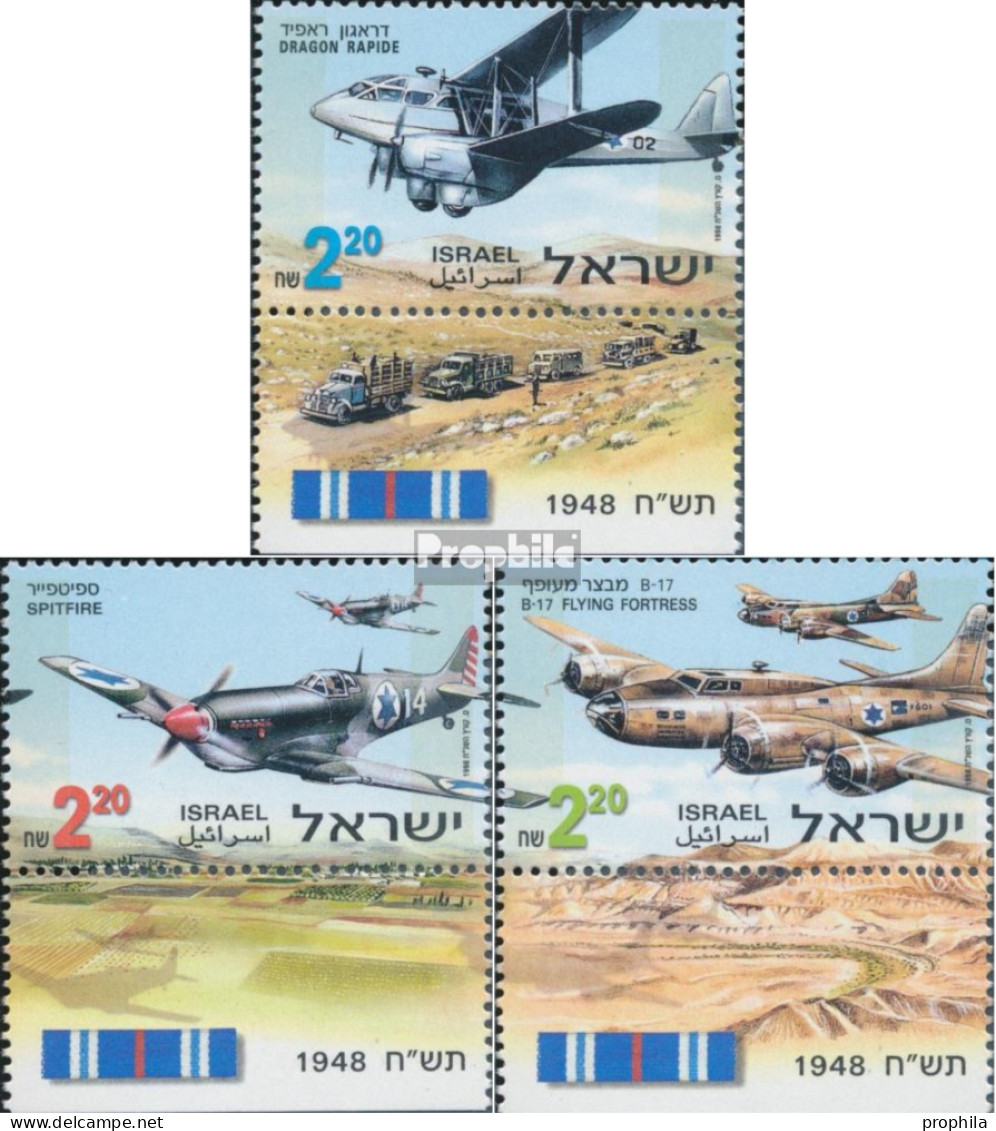 Israel 1471-1473 Mit Tab (kompl.Ausg.) Postfrisch 1998 Kampfflugzeuge - Ongebruikt (met Tabs)