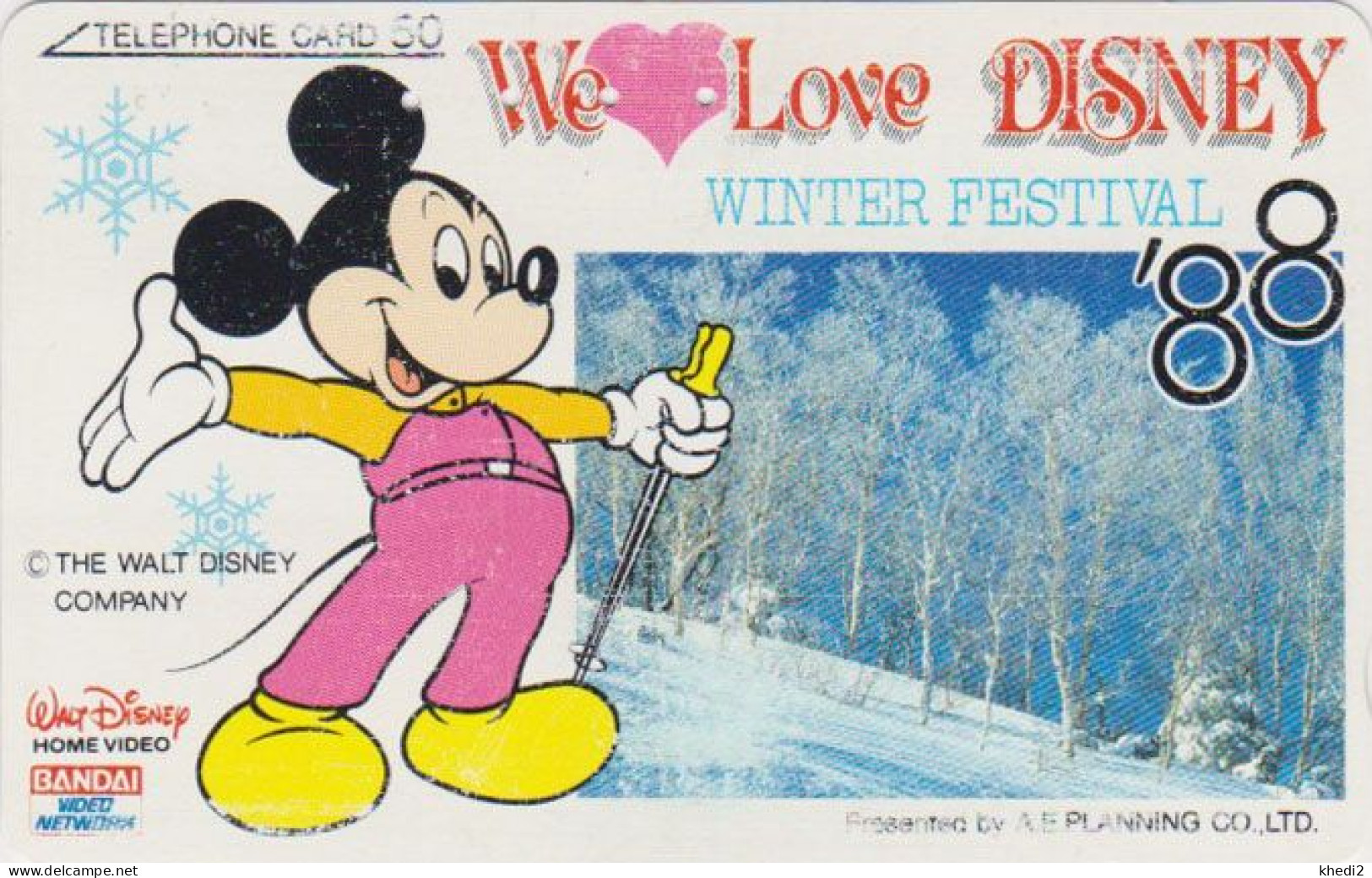 RARE Télécarte JAPON / 110-28190 - DISNEY - MICKEY MOUSE ** WINTER FESTIVAL / HOME VIDEO ** - JAPAN Free Phonecard - Disney