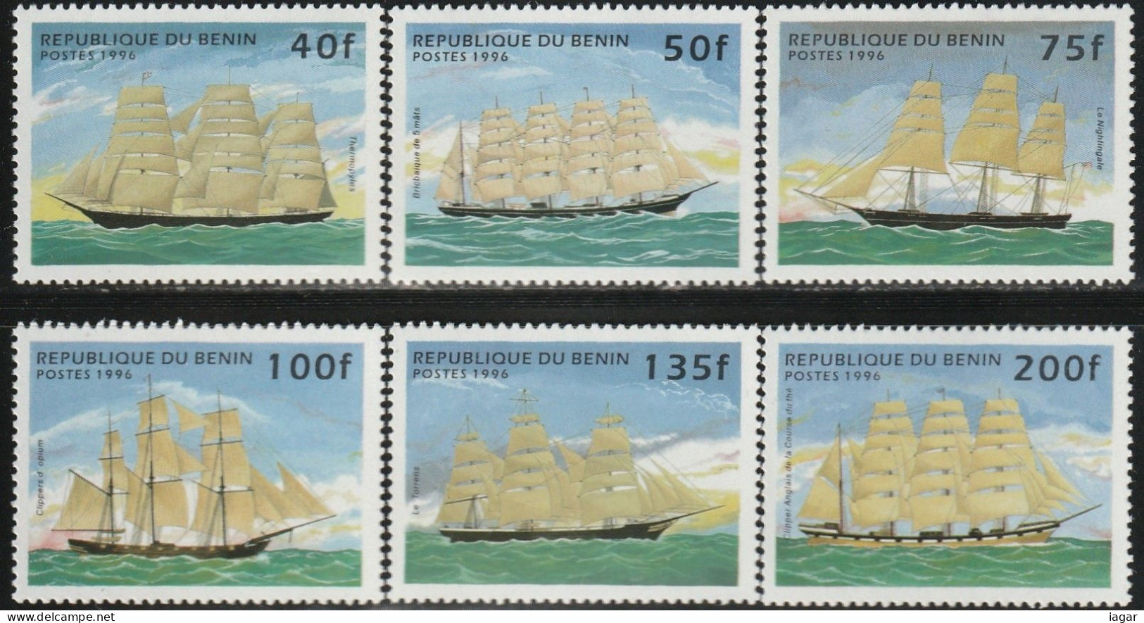 THEMATIC  TRANSPORT:  FAMOUS SAILING SHIPS   6V+MS  -  BENIN - Andere(Zee)