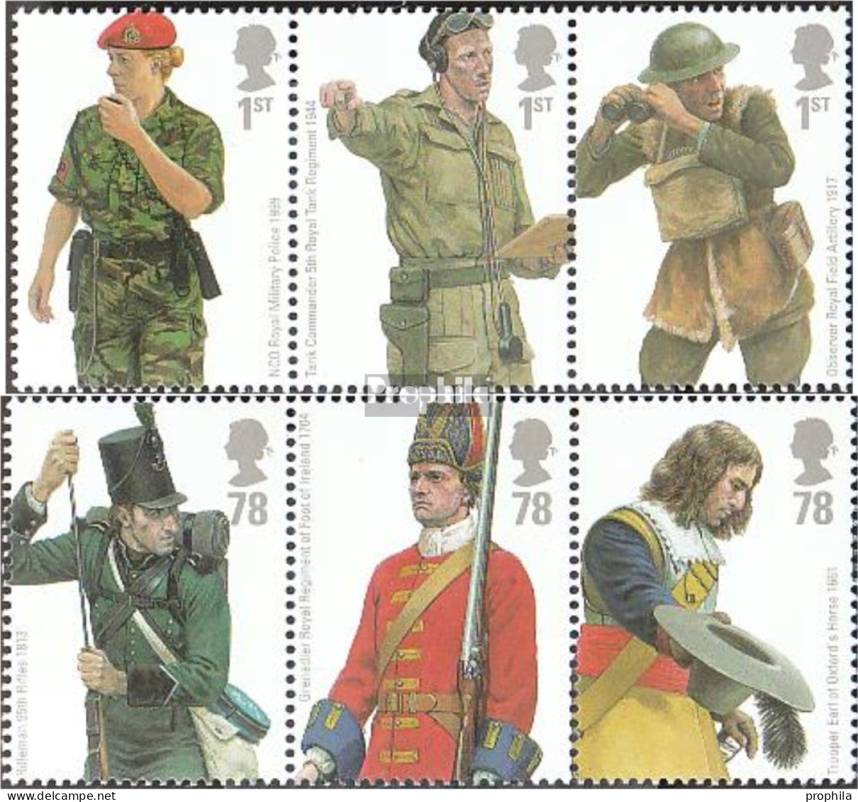 Großbritannien 2568-2573 Dreierstreifen (kompl.Ausg.) Postfrisch 2007 Uniformen - Used Stamps