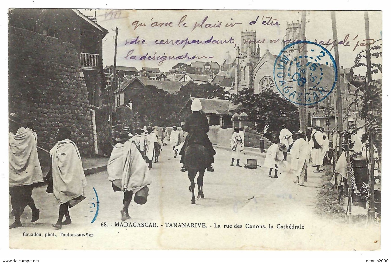 1906 - C P A De Tananarive  Avec Cad  D'ambulant Ferroviaire  - 2 - /  MADAGASCAR  Bleu - Otros & Sin Clasificación