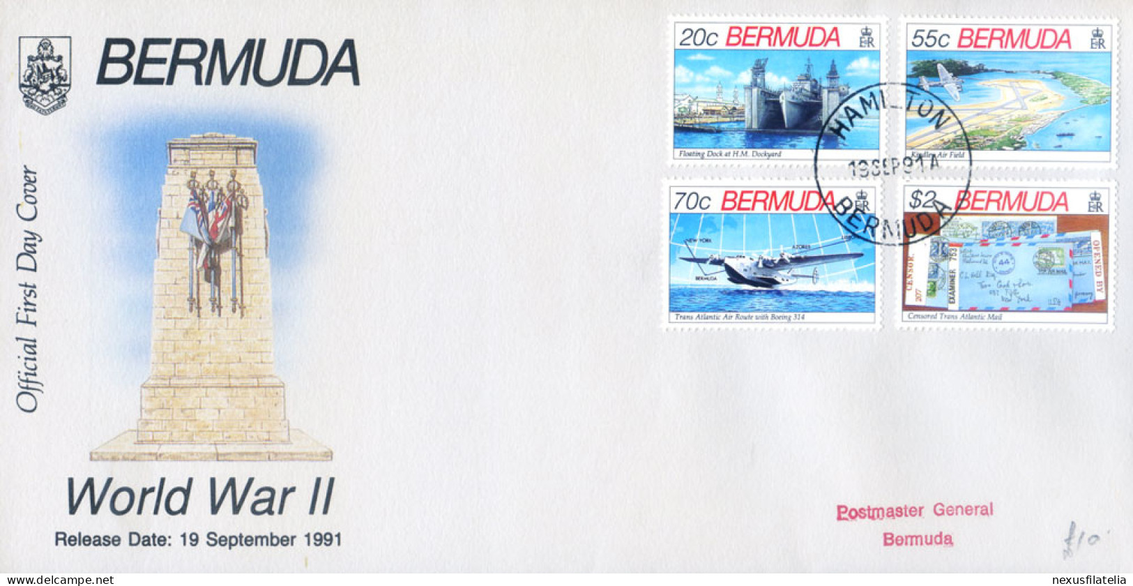 Seconda Guerra Mondiale 1991. FDC. - Bermudas