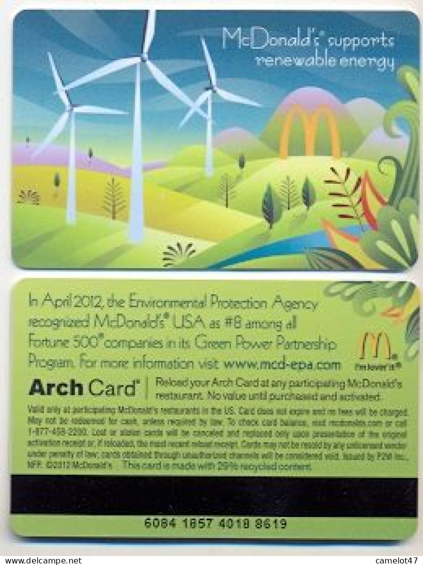 McDonald's U.S.A., Carte Cadeau Pour Collection, Sans Valeur, # Md-42,  Serial 6084, Issued In 2012 - Gift And Loyalty Cards
