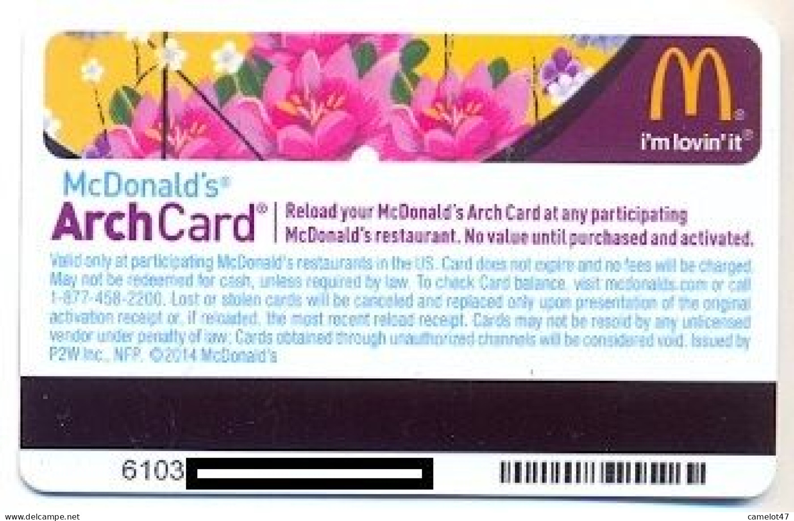 McDonald's U.S.A., Carte Cadeau Pour Collection, Sans Valeur, # Md-48,  Serial 6103, Issued In 2014 - Cartes De Fidélité Et Cadeau