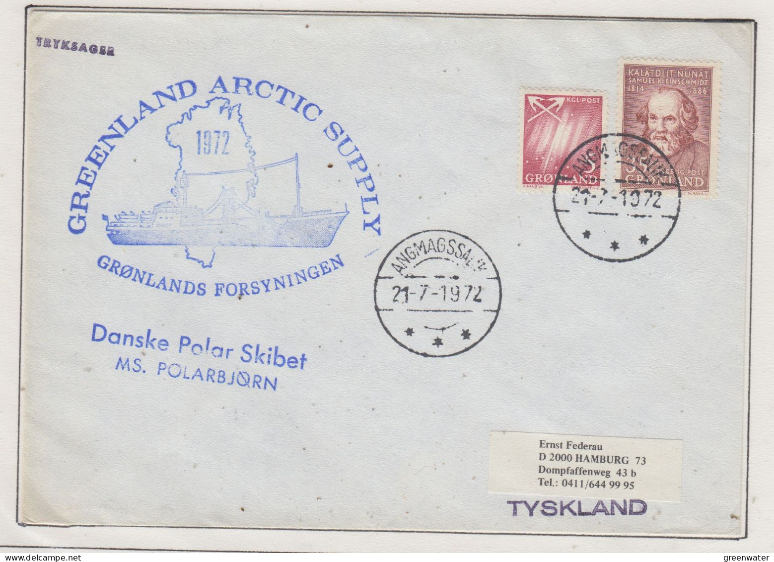 Greenland MS Polarbjorn  Greenland Arctic Supply Ca Angmagssalik 21.7.1972  (KG153B) - Navires & Brise-glace