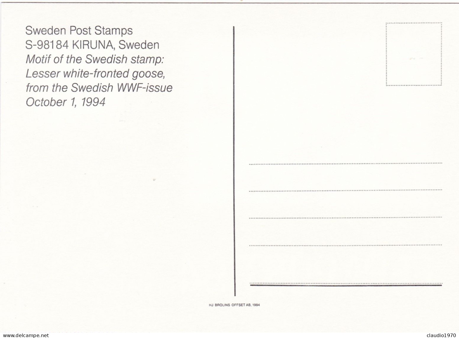 SVEZIA - SVERIGE - CARTOLINA - MAXIMIKORT - MAXIMUM CARD - 1994 - Tarjetas – Máxima