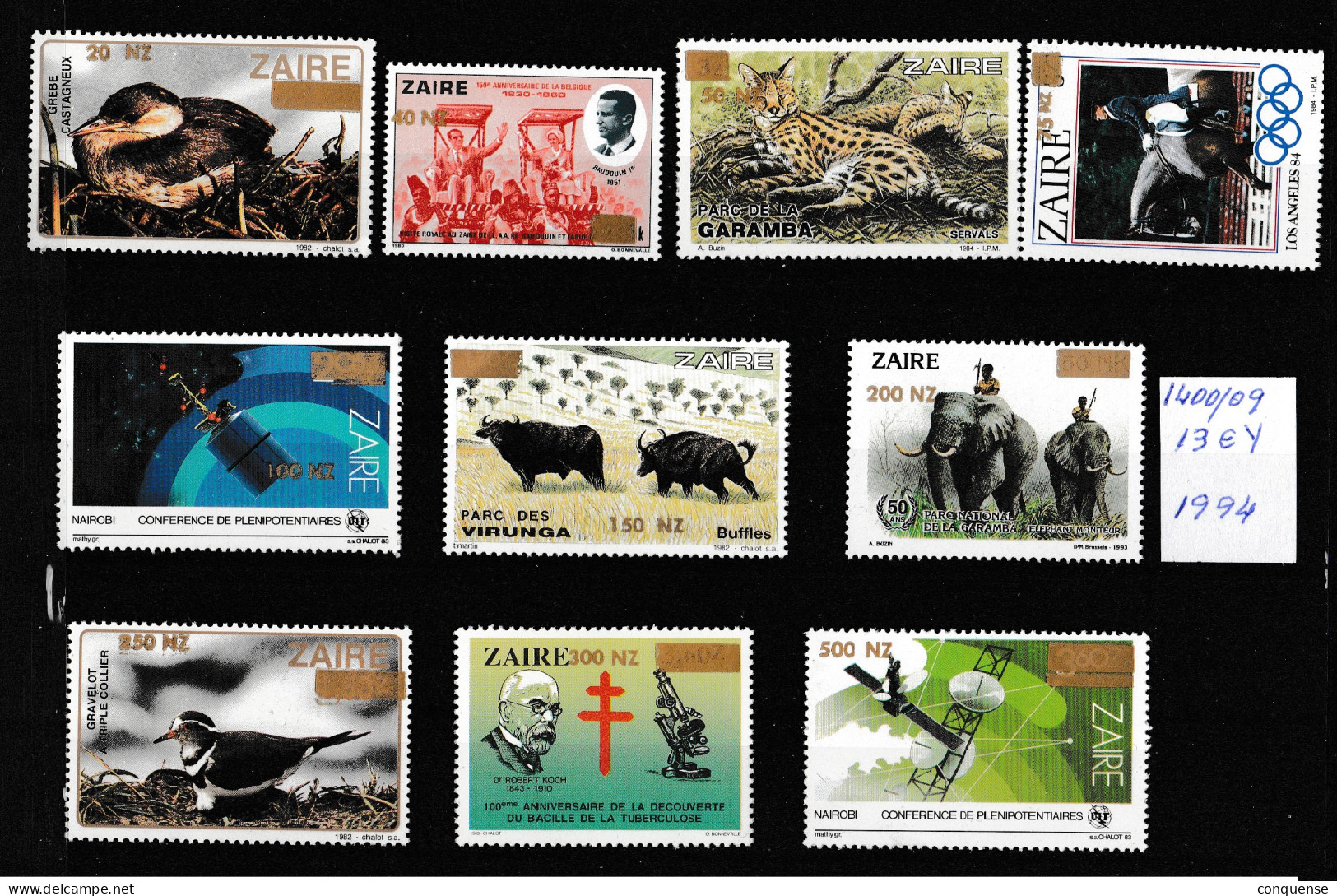 ZAIRE  1994  **  MNH  YVERT  1400\09  VALOR  13 €  PERFECTOS  - Nuovi