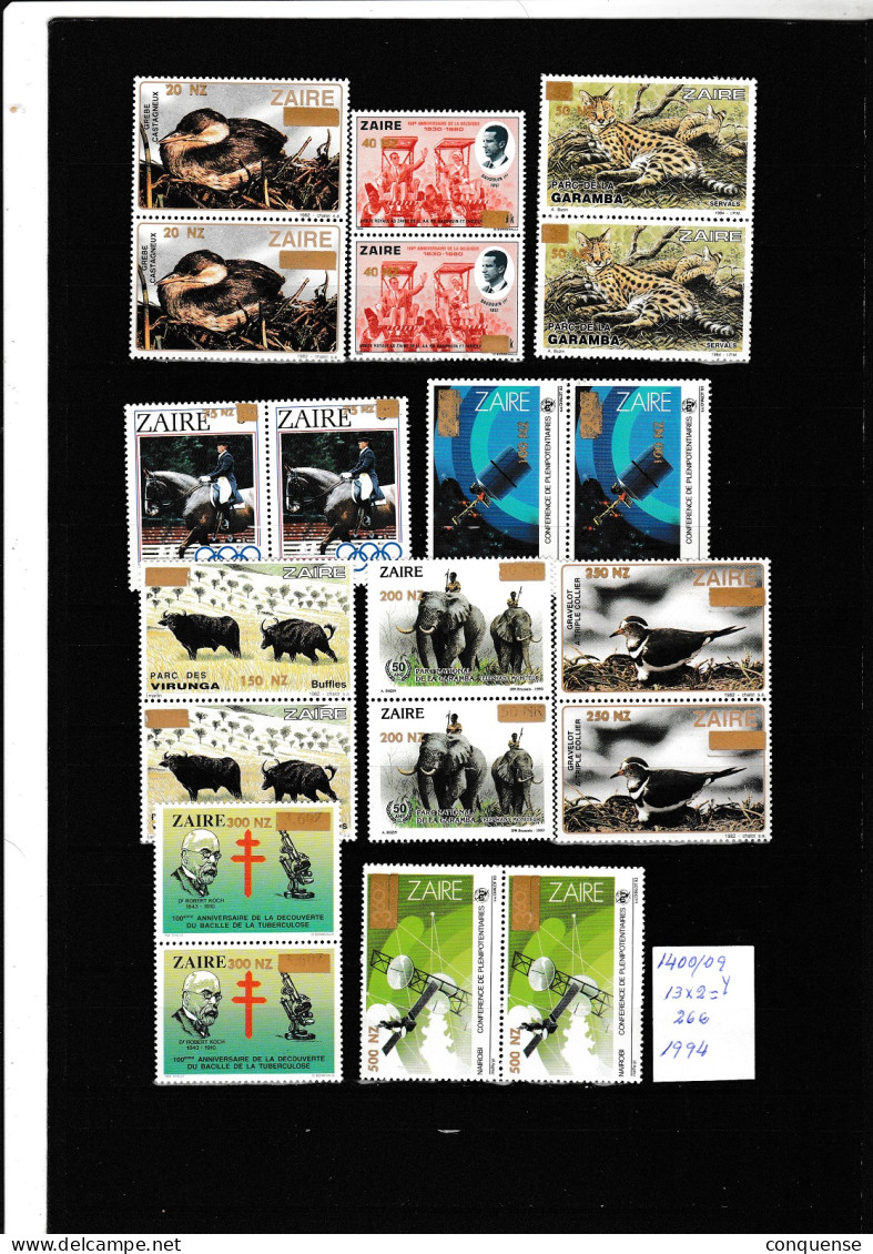 ZAIRE  1994  **  MNH  YVERT  1400\09  VALOR  26 €  PERFECTOS  X2 - Unused Stamps