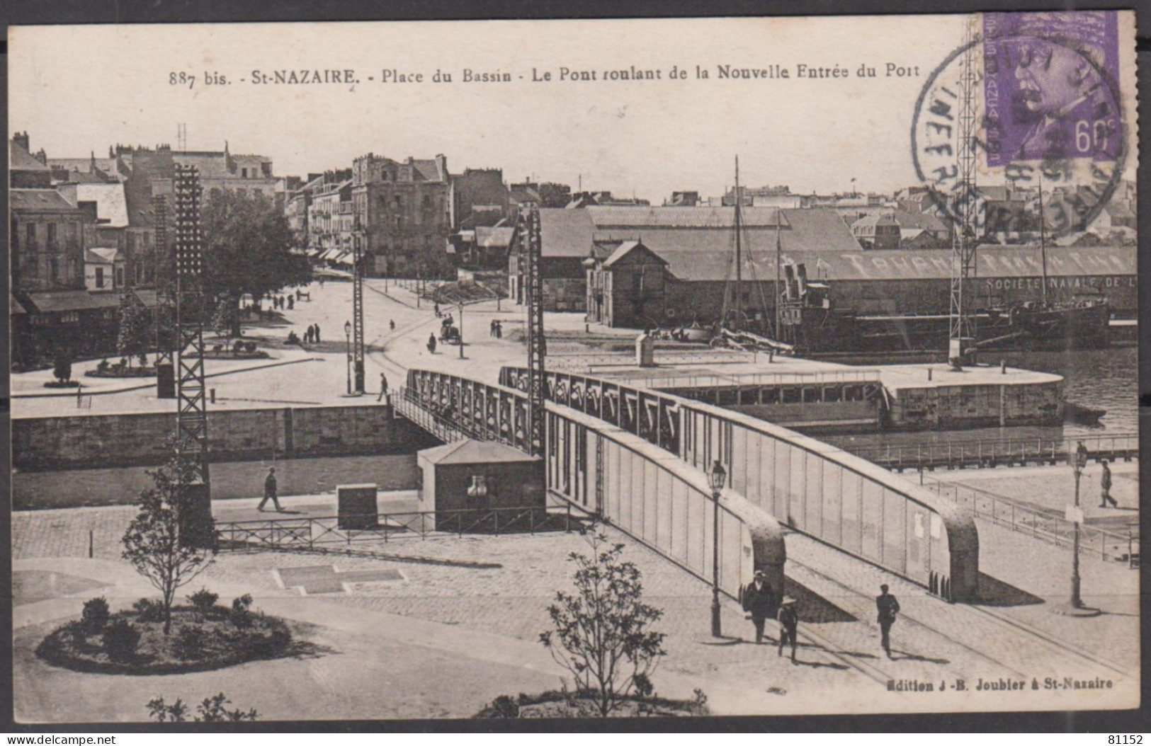 PETAIN 60c Violet   Y.et.T. 509 Sur CPA De  ST-NAZAIRE " Place Du Bassin "  1942 Pour  Chatou S.et.O. - 1941-42 Pétain