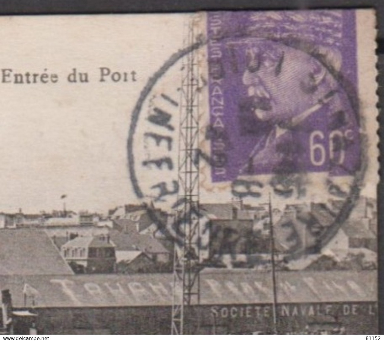 PETAIN 60c Violet   Y.et.T. 509 Sur CPA De  ST-NAZAIRE " Place Du Bassin "  1942 Pour  Chatou S.et.O. - 1941-42 Pétain