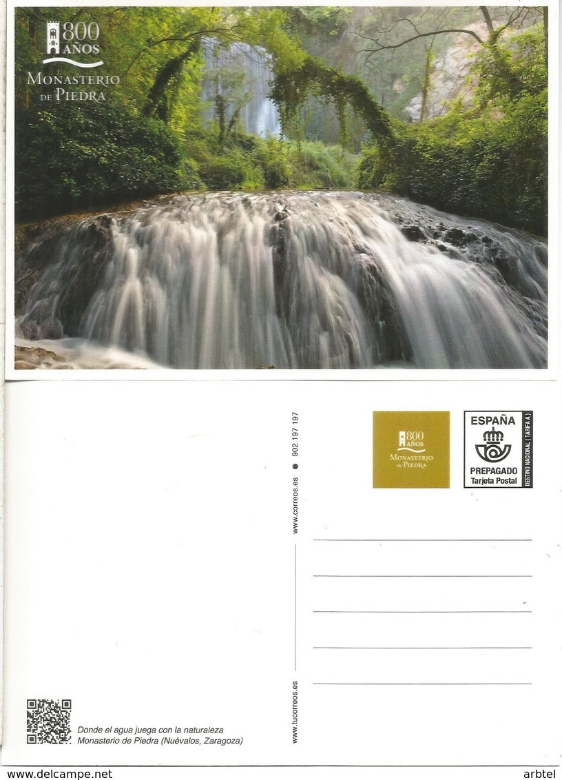 ENTERO POSTAL MONASTERIO DE PIEDRA NUEVALOS ZARAGOZA AGUA WATER CASCADA WATERFALL - 1931-....