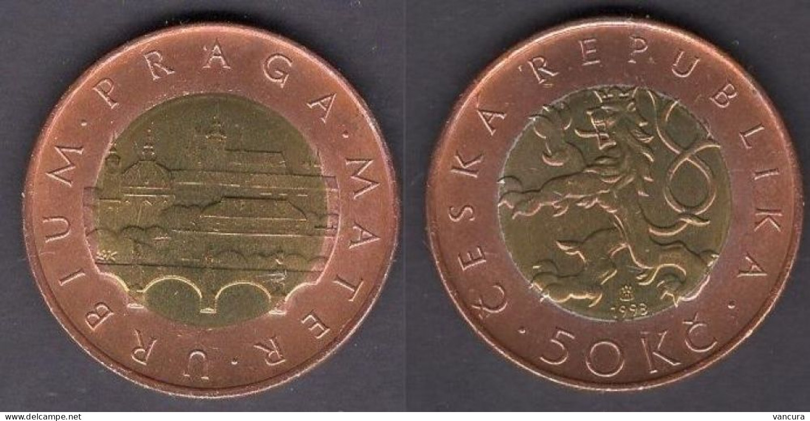 Czech Republic 50 Kc Coin 1993 BIMETALLIC Coin - Repubblica Ceca
