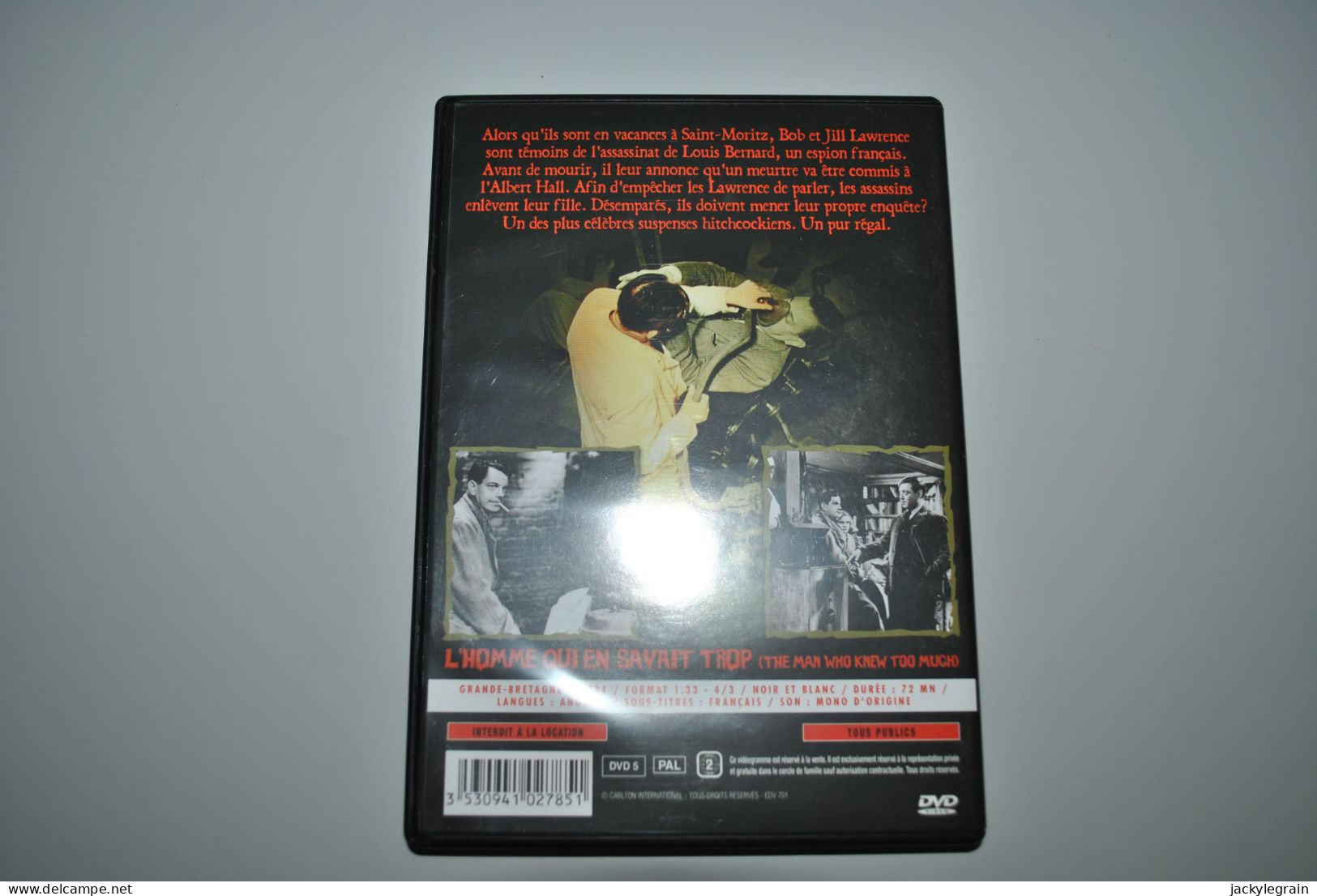 DVD "Homme Savait Trop"/Hitchcock VO Anglais /ST Français Comme Neuf Vente En Belgique Uniquement Envoi Bpost 3 € - Klassiekers