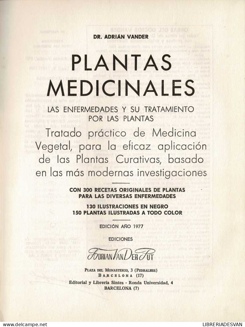 Plantas Medicinales. Las Enfermedades Y Su Tratamiento Por Las Plantas - Andrián Vander - Gezondheid En Schoonheid