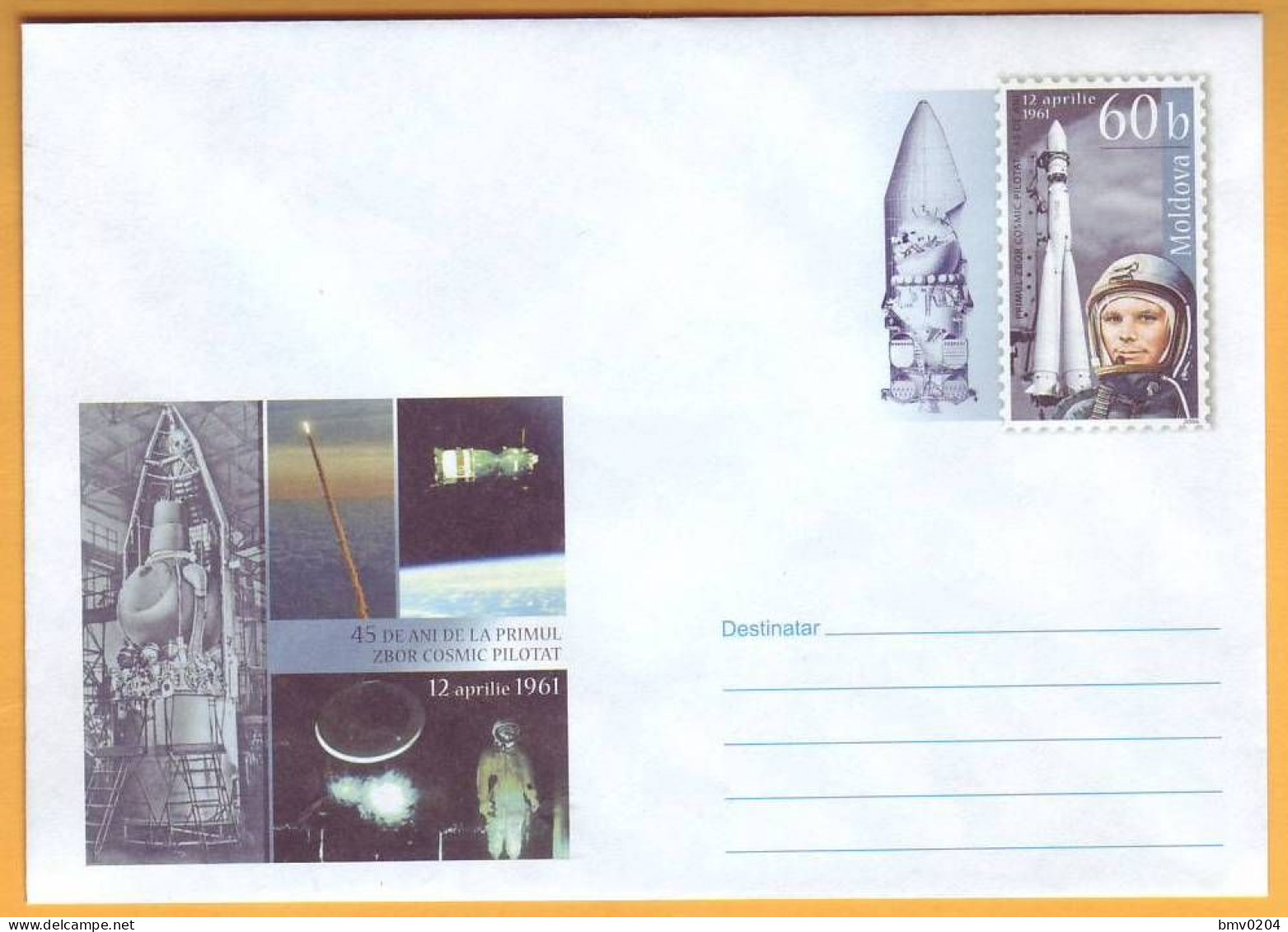 2006 Moldova Moldavie Moldau 45 Years Of  Yuri Gagarin. Space. Rocket. Envelopes - Europa