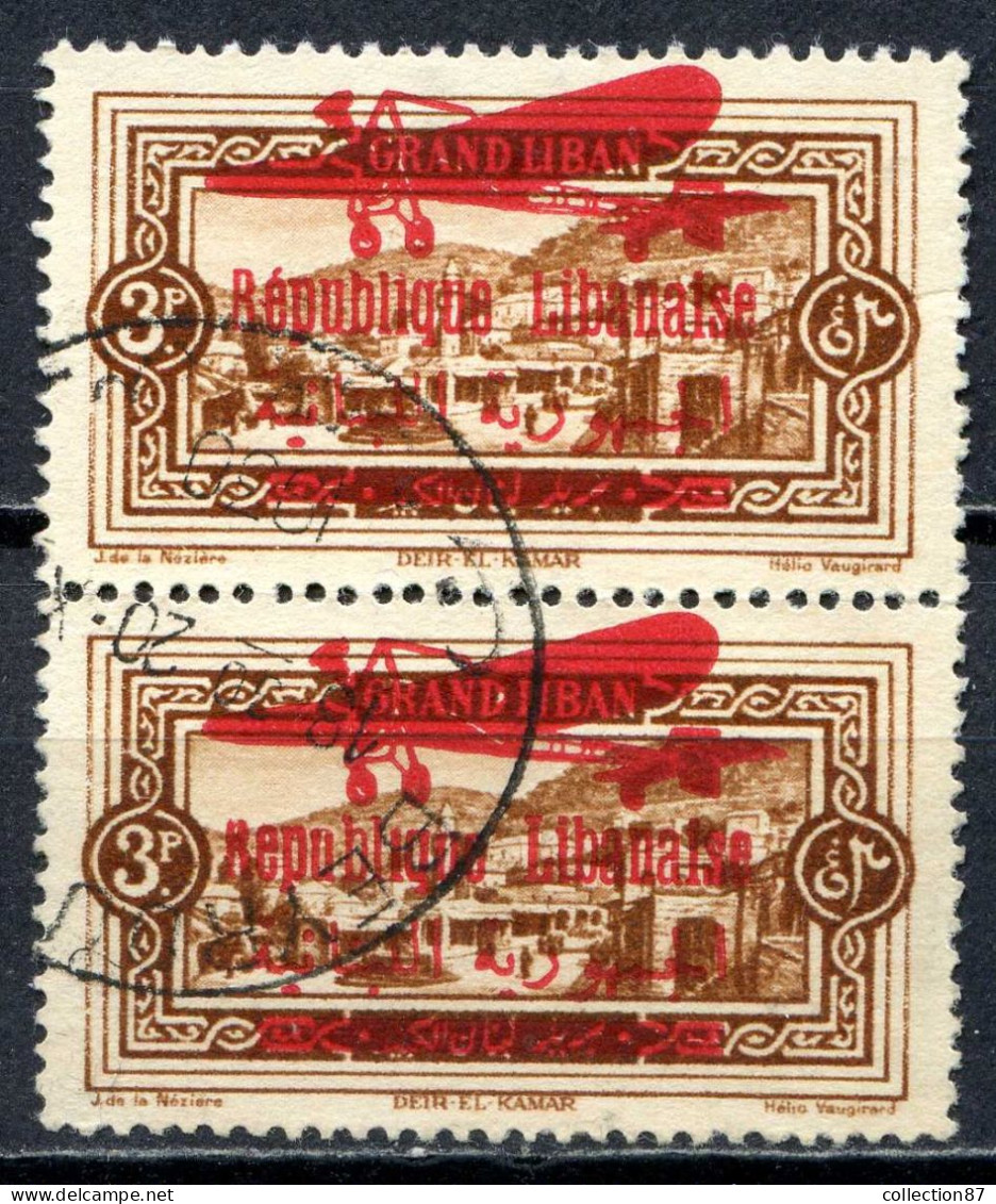 Réf 080 > GRAND LIBAN < PA N° 33 Ø < Variété Tenant à Normal E Sans Accent L Avec Point I Sans Point - Oblitéré Ø Used - Poste Aérienne