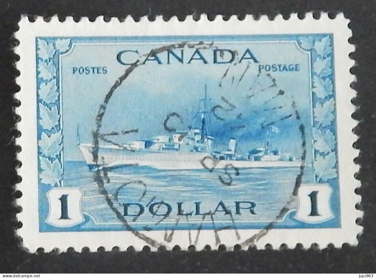 CANADA YT 218 OBLITÉRÉ "DESTROYER IROQUOIS" ANNÉES 1943/1948 - Usati