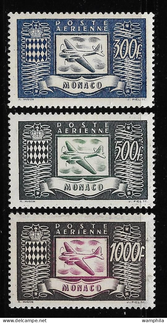 Monaco P.A N°42/44*.Avions Et Armoiries. Cote 135€. - Francobolli