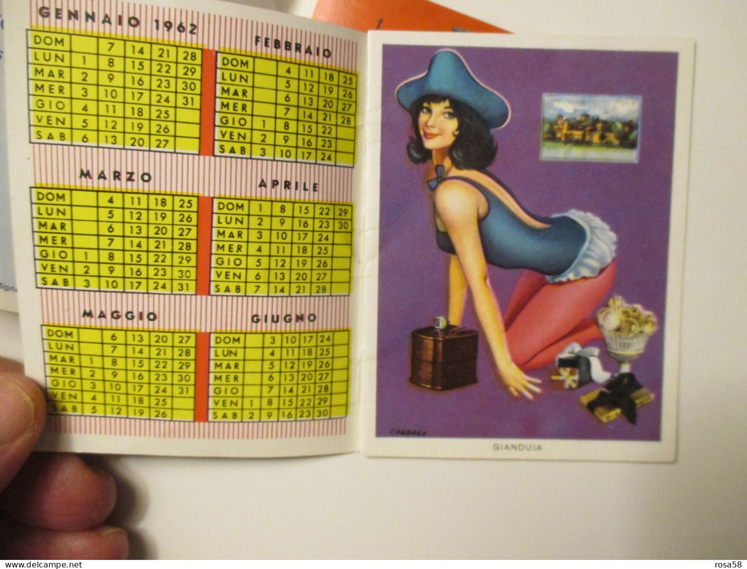 Calendarietto 1962 Le MASCHERE Pulcinella Gianduia DONNINE Illustratore CORBARA - Kleinformat : 1961-70