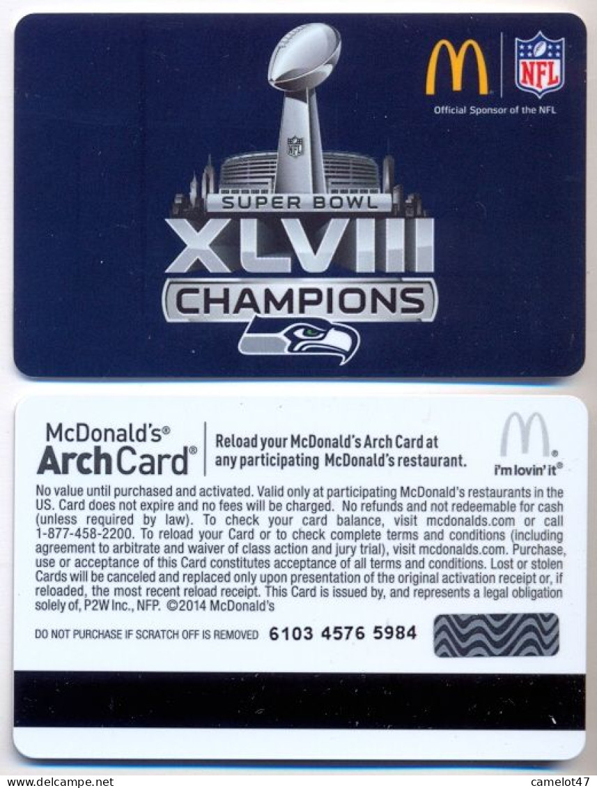 McDonald's U.S.A., Carte Cadeau Pour Collection, Sans Valeur, # Md-58,  Serial 6103, Issued In 2014 - Gift And Loyalty Cards