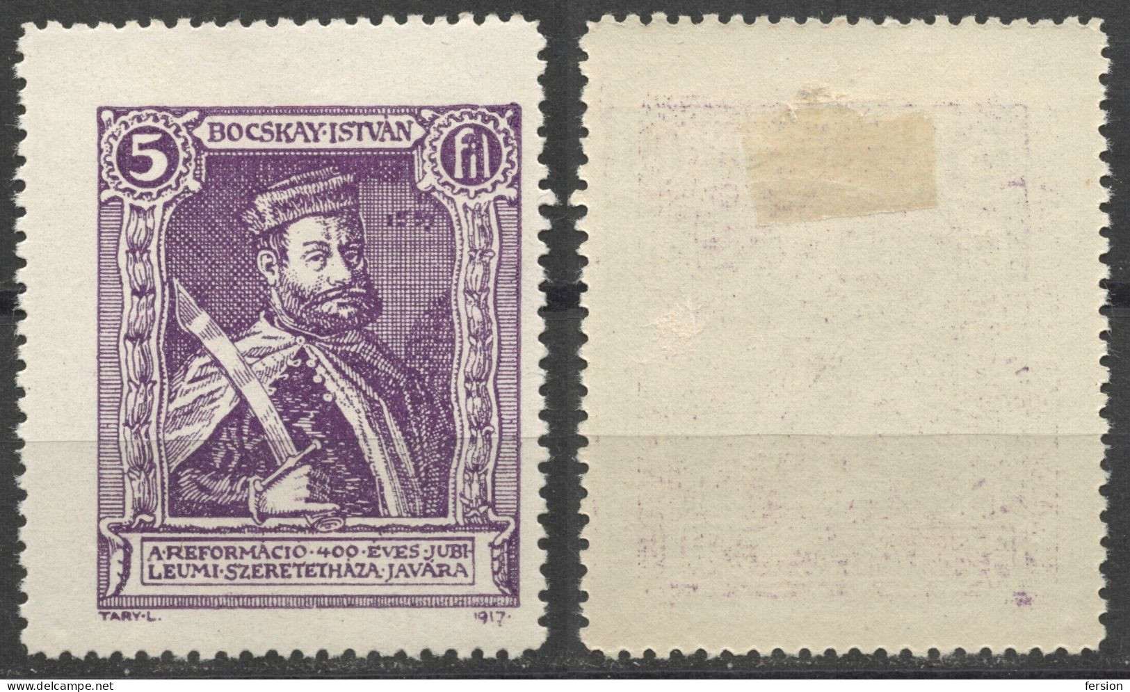 Bocskay Istvan Prince Transylvania ROMANIA Reformed Church Protestant Reformation Label Vignette Cinderella 1917 HUNGARY - Transylvania