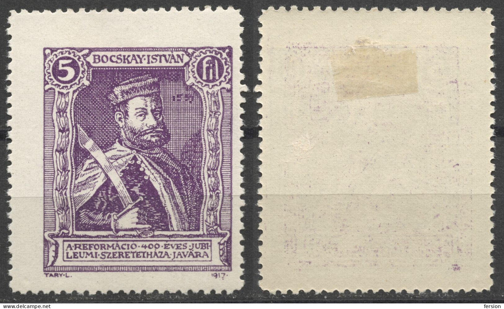 Bocskay Istvan Prince Transylvania ROMANIA Reformed Church Protestant Reformation Label Vignette Cinderella 1917 HUNGARY - Transylvanie