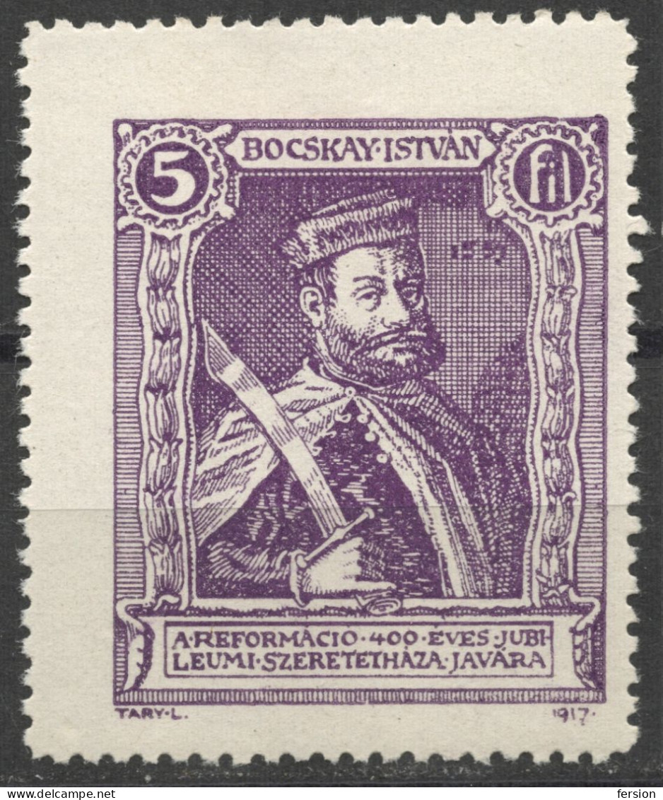 Bocskay Istvan Prince Transylvania ROMANIA Reformed Church Protestant Reformation Label Vignette Cinderella 1917 HUNGARY - Transilvania