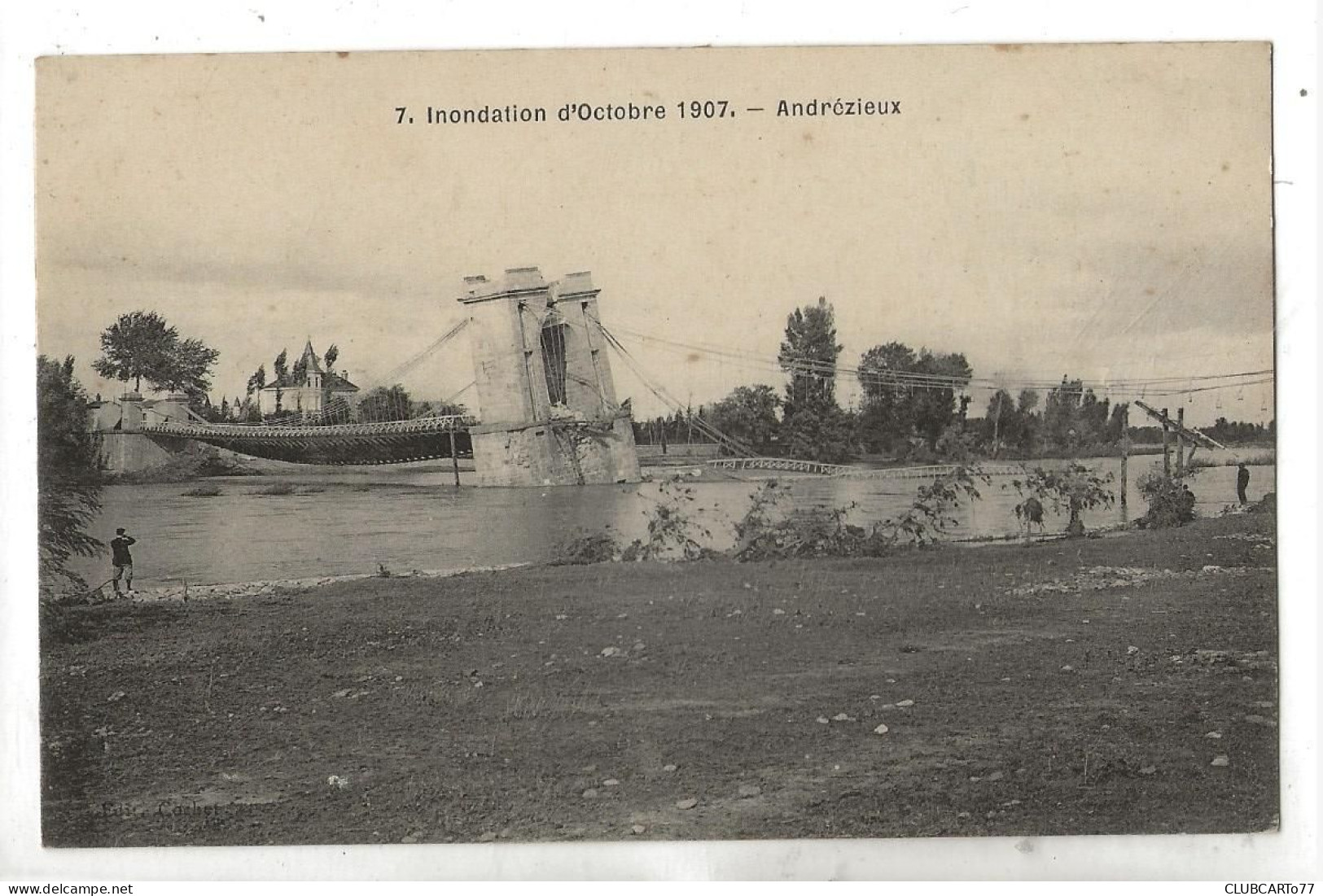 Andrézieux-Bouthéon (42) : Les Ruines Du Pont Suspendu D'Andrézieux Après L'inondation D'octobre En 1907 (animé) PF - Andrézieux-Bouthéon