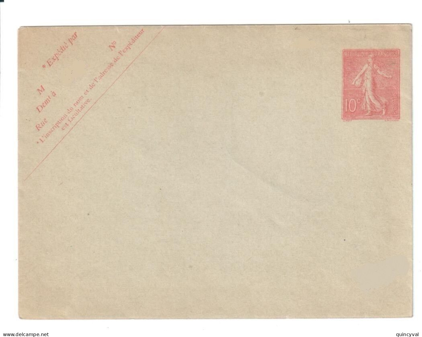 Entier Postal Enveloppe Entier 10c Semeuse Lignée 123 X 96 Storch Mill 610 A11 Yv 138-E1 - Standaardomslagen En TSC (Voor 1995)