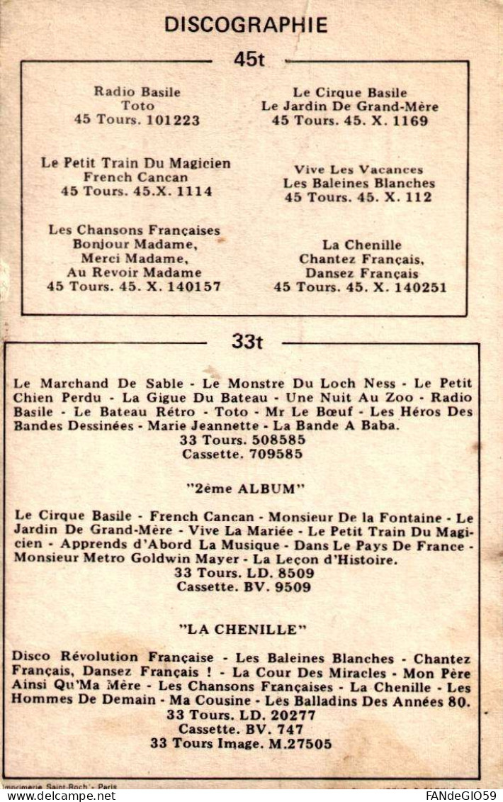 LA BANDE  A  BASILE   / //40 - Chanteurs & Musiciens