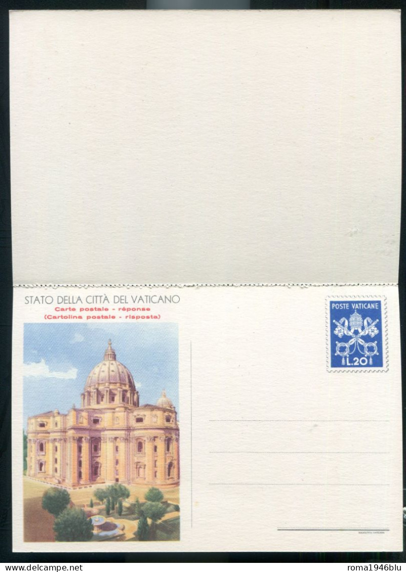 VATICANO STATO DELLA CITTA' DEL VATICANO CARTOLINA POSTALE L. 20 CON RISPOSTA PAGATA - Postal Stationeries