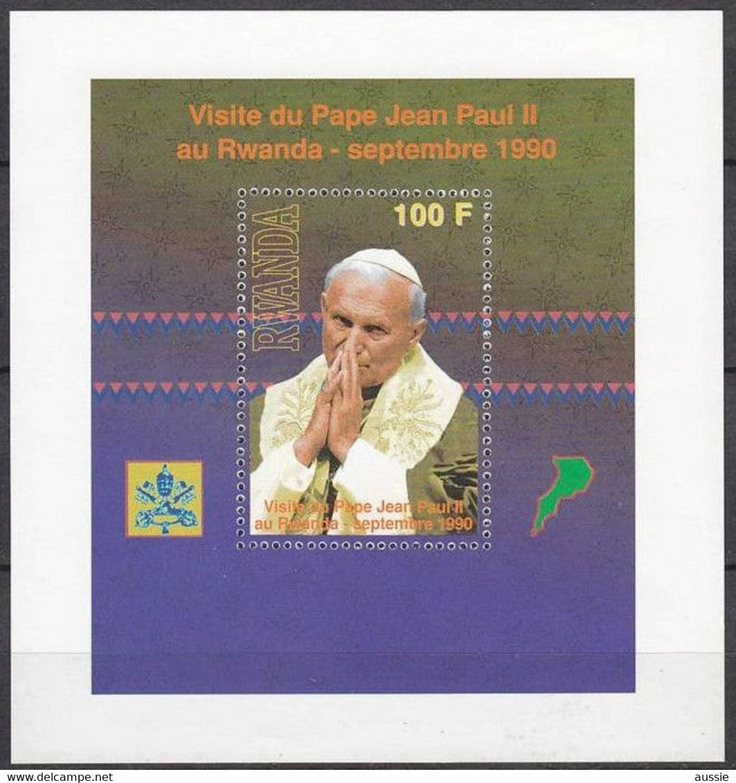 Rwanda Ruanda 1990 OBCn° Bloc 107 *** MNH  Cote 30  Visite Du Pape Jean-Paul II - Ongebruikt