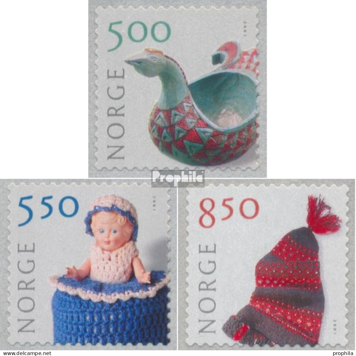 Norwegen 1389A-1391A (kompl.Ausg.) Postfrisch 2001 Kunsthandwerk - Unused Stamps