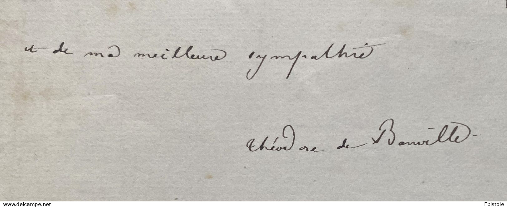 Théodore De BANVILLE – Lettre Autographe Signée – Maladie Et Solitude - Ecrivains