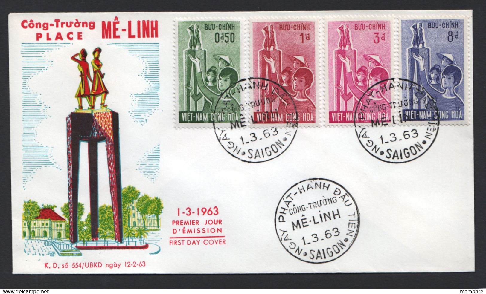 1963 Truong Sisters Monument  Set Of 4 On FDC Sc 203-6 - Viêt-Nam