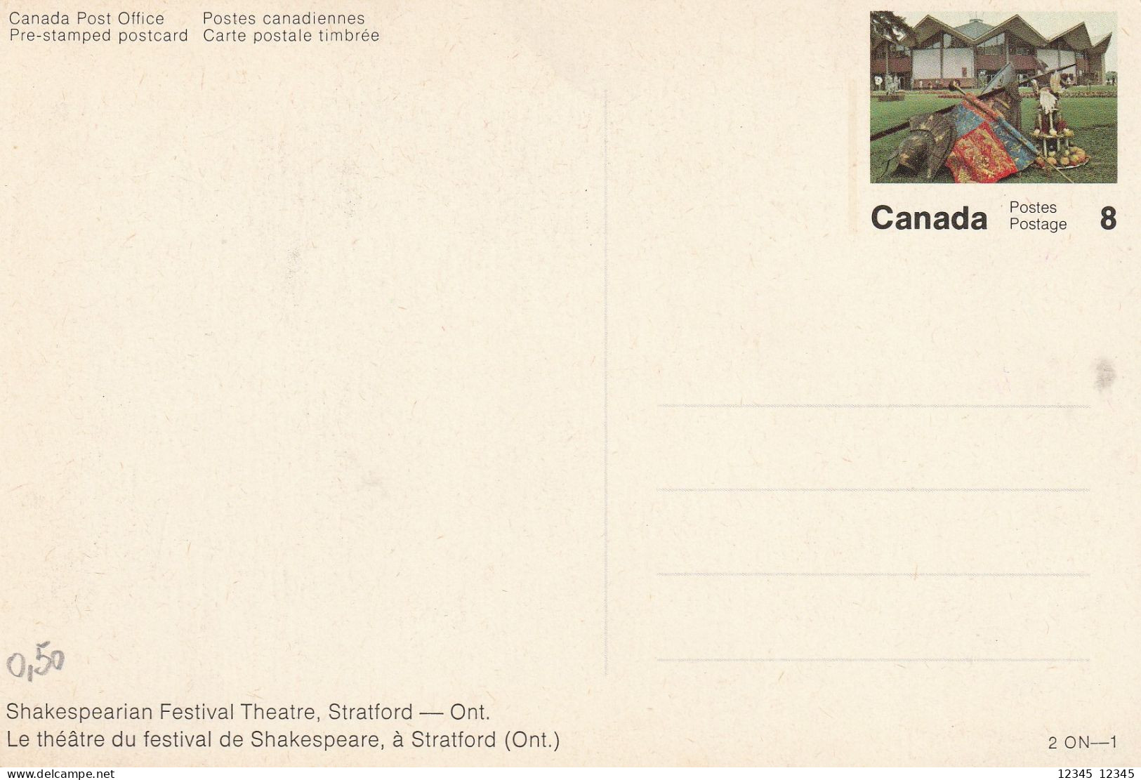 Canada, Prepayed Postcard, Shakespearian Festival Theatre, Stratford-Ont. - Enteros Postales Del Correo