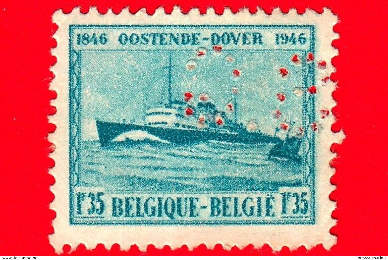 BELGIO - Usato - 1946 - Centenario Del Servizio Di Navigazione Postale Ostenda-Dover - Prince Baudouin - 1.35 - Oblitérés