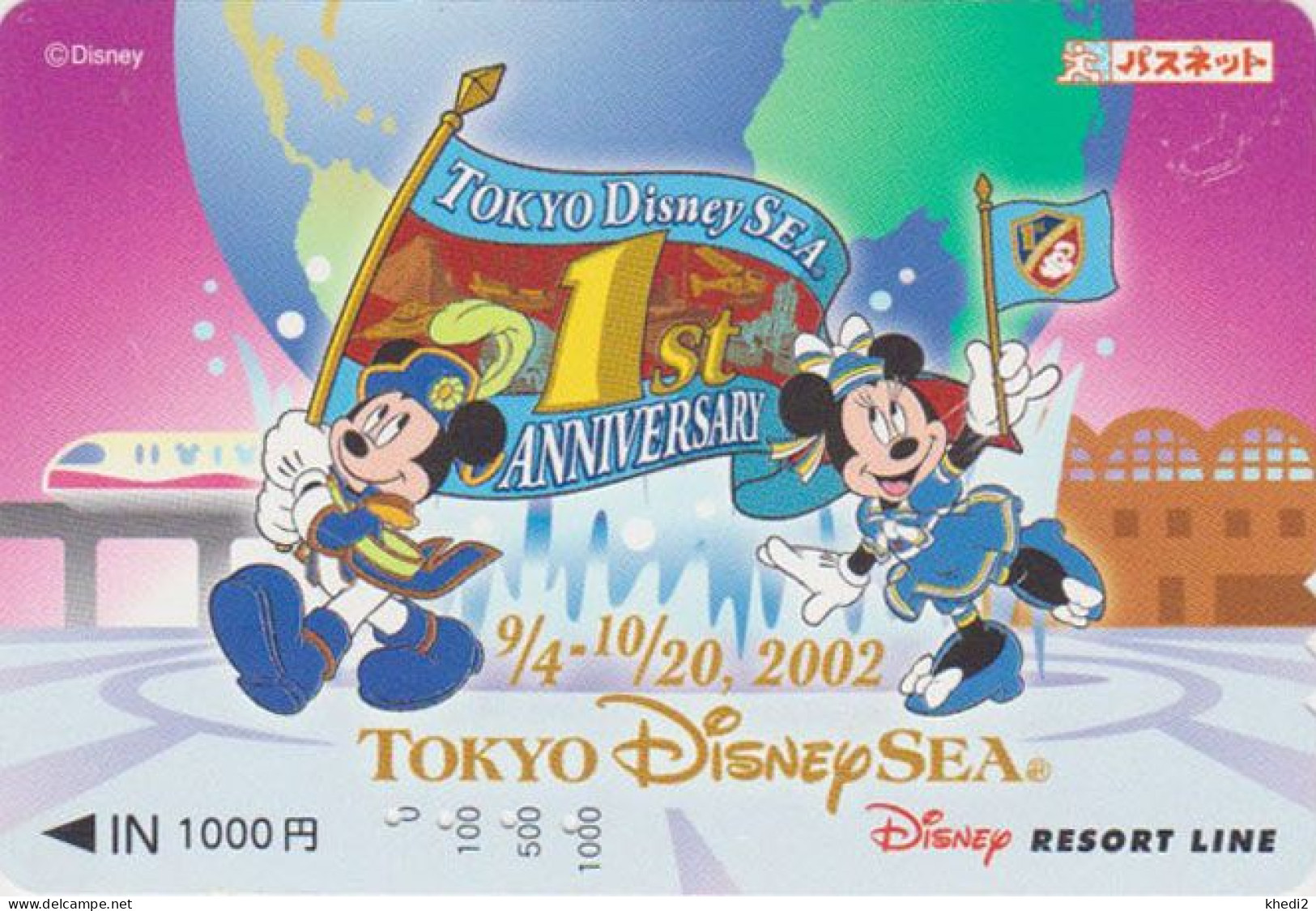 Carte JAPON - TOKYO DISNEY SEA  RESORT Line - 1st ANNIVERSARY 1 - Mickey Minnie Train - JAPAN Prepaid Card - Disney