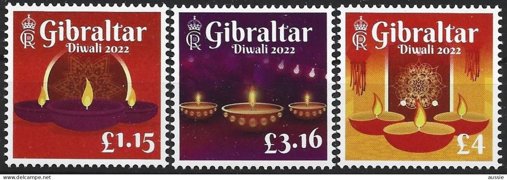 Gibraltar 2022 Yvertn° 2077-2079 Micheln° 2076-2078 *** MNH Diwali Lichterfest - Gibraltar