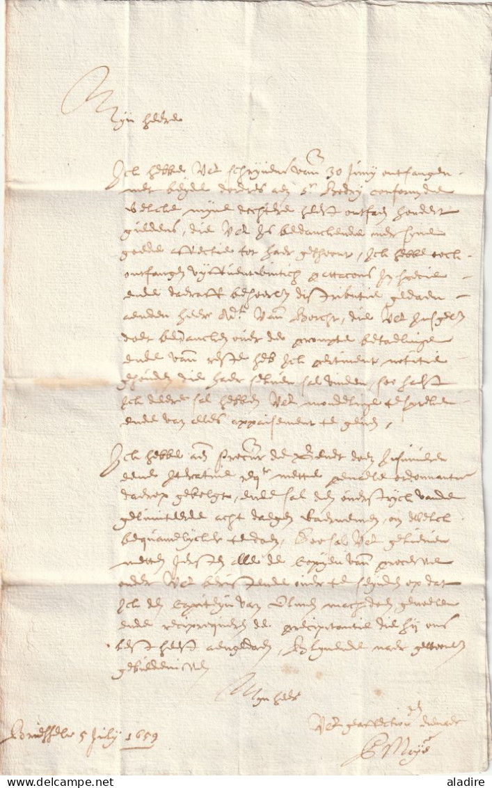 1659 - Règne De Philippe IV Le Grand - Lettre De BRUXELLES - Fermeture Fer De Lance - 1621-1713 (Países Bajos Españoles)