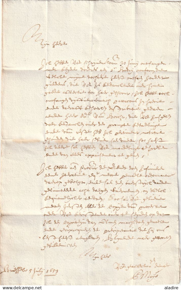 1659 - Règne De Philippe IV Le Grand - Lettre De BRUXELLES - Fermeture Fer De Lance - 1621-1713 (Pays-Bas Espagnols)