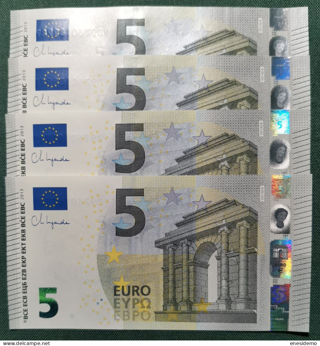 5 EURO SPAIN 2013 LAGARDE V014D4 VB SC FDS FOUR CORRELATIVES UNCIRCULATED PERFECT - 5 Euro