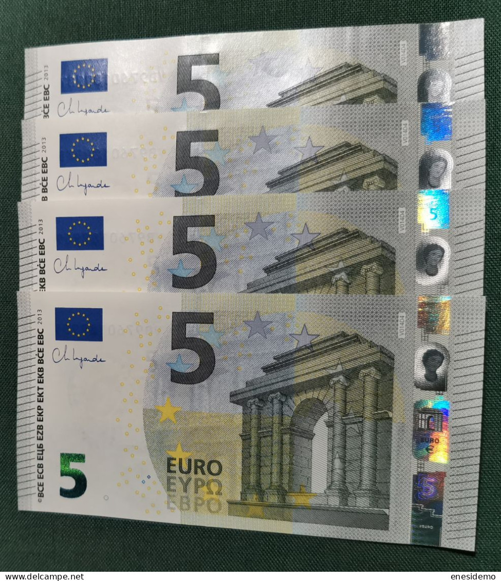 5 EURO SPAIN 2013 LAGARDE V014D4 VB SC FDS FOUR CORRELATIVES UNCIRCULATED PERFECT - 5 Euro