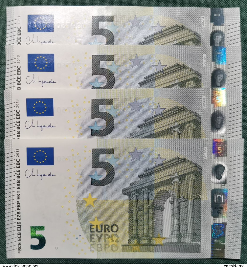 5 EURO SPAIN 2013 LAGARDE V014D4 VB SC FDS FOUR CORRELATIVES UNCIRCULATED PERFECT - 5 Euro
