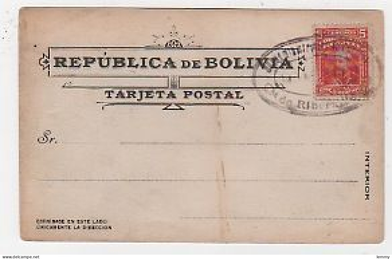 BOLIVIA - BOLIVIE -  LA CASA DE LA COMPANIA "THE ORTON RUBBER Co" - PRÉCURSEUR - OBLITÉRATION RIBERALTA - Bolivie