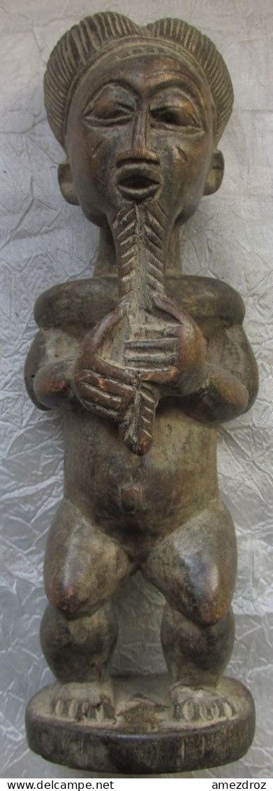 Afrique Cote D'Ivoire Rare Ancienne Statuette Yaouré Haut 27 Cm 357 Gr (14) Pied Recollé - Arte Africana