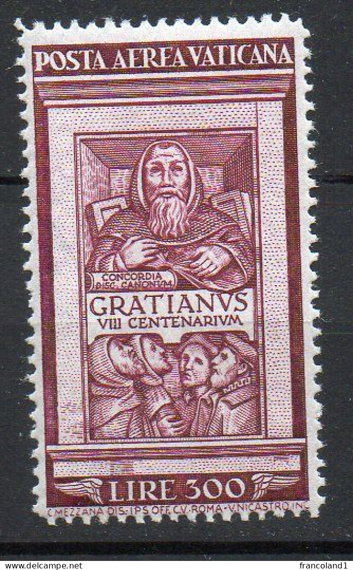 1941 Vaticano Aerea Graziano  N. 20  Integro 300 Lire MNH** Centrato Sassone 400 Euro - Airmail