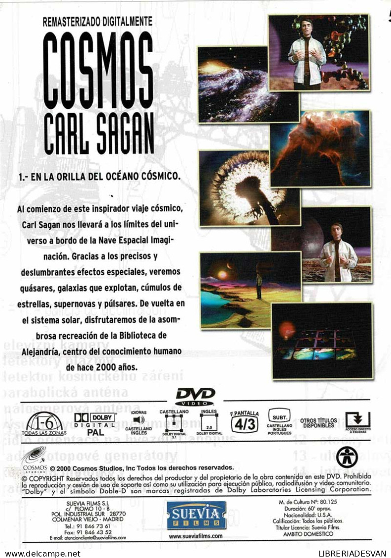 Carl Sagan - Cosmos. Cap. 1. En La Orilla Del Océano Cósmico. DVD - Autres & Non Classés